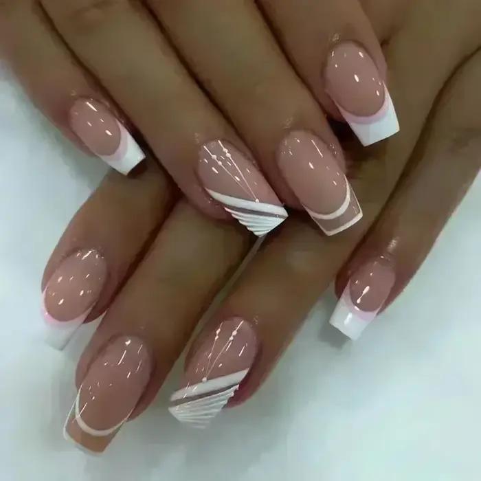 Faux ongles jaunes simples, 24 pièces, cercueil court, Art artificiel avec Design français, portable