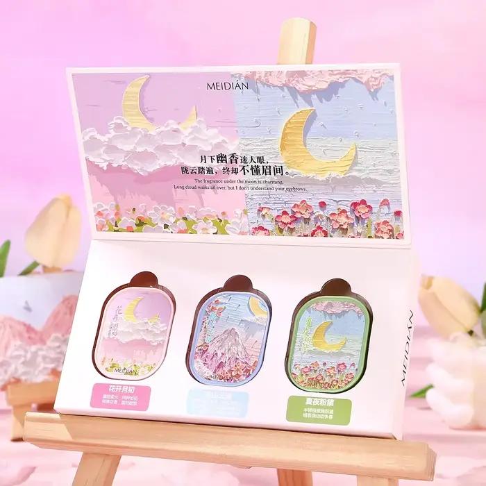 Coffret de baume de parfum solide à fleurs romantiques, parfum solide Portable, parfum corporel long