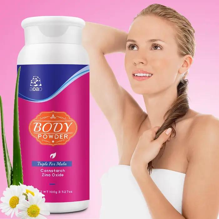 Poudre corporelle pour femmes à l'amidon de maïs - Parfum frais d'aloe vera et de camomille, sans ta