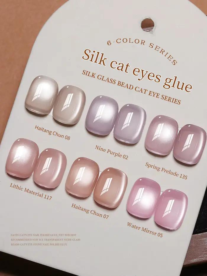 1/6 pièces Nail Art Super brillant rose Satin oeil de chat Gel pour ongles magnétique brillant brill