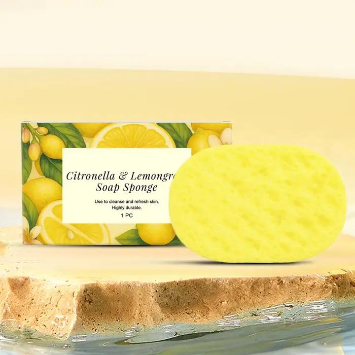 Éponge de bain à la citronnelle réutilisable avec gel douche pour le nettoyage
