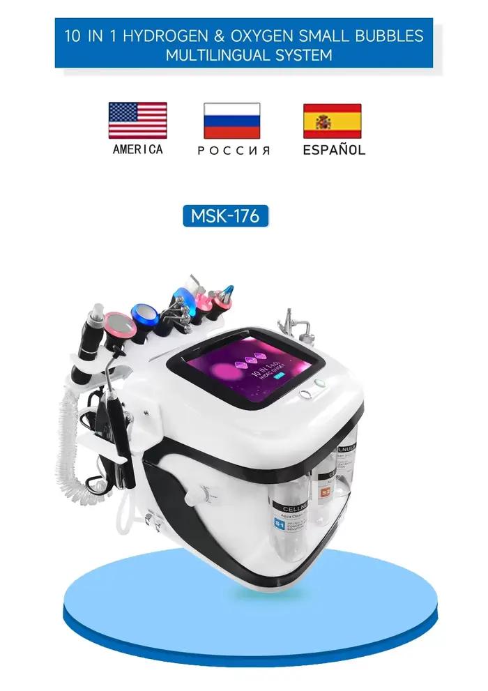 10 en 1 H2O2 oxygène eau Aqua Peeling ascenseur bulle soins de la peau visage nettoyage en profondeur Machine