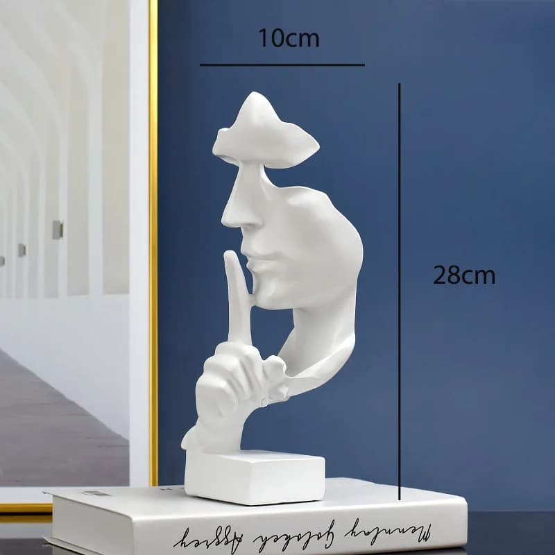 Statue de penseur, Sculpture du Silence est en or, Figurines en résine rétro, décoration de maison p