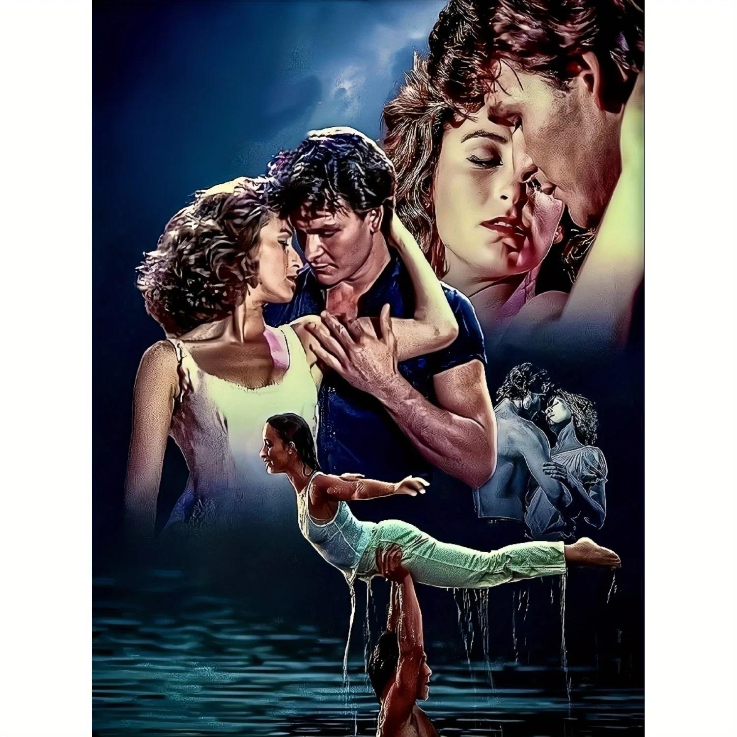 Peinture de diamant 5D DIY, motif danse dans l'eau, ensemble complet de peinture de diamant carrée e