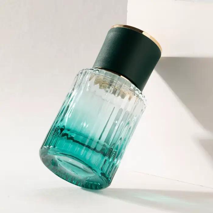 Flcopropriété de parfum en verre vert, vaporisateur rayé, distributeur de gratitude, brume hydratant