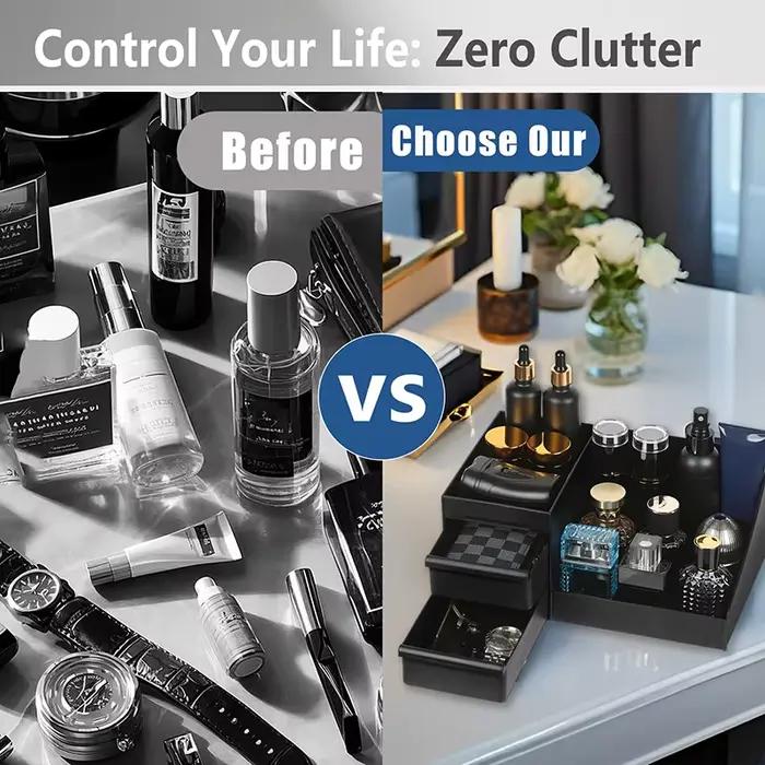 Organisateur de Cologne pour Hommes Support de Parfum Boîte de Rangement avec Tiroirs pour Commode et Salle de Bain Occasions Spéciales Pratique Élégant