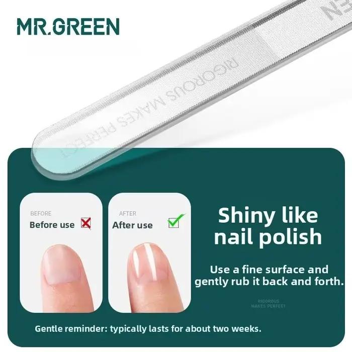Lime à ongles en verre à double extrémité MR.GREEN – Polissage et façonnage entièrement lavables