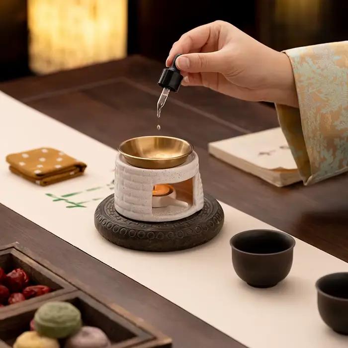 Diffuseur d'aromathérapie en céramique, chauffe-huile et chauffe-bougie pour usage domestique, encens, café en poudre, Relaxation, décor de salle de méditation