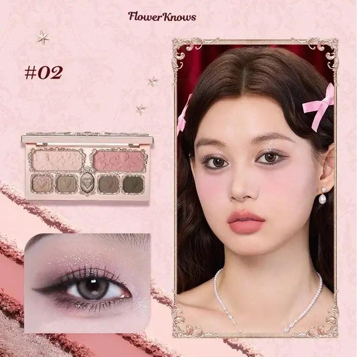 Palette de teint et fard à paupières Flower Knows Strawberry Cupid collection pour illuminer et bronzage de la peau occassions spéciales femmes