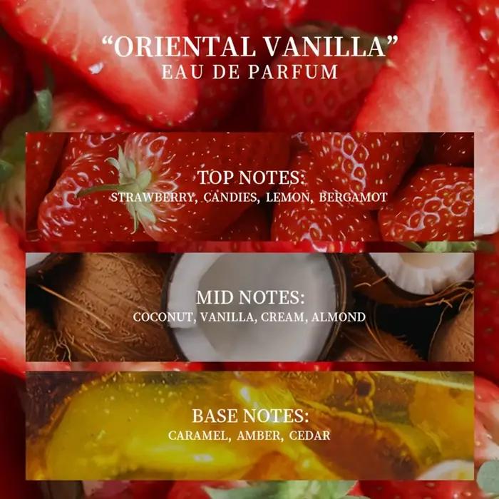 Spray de parfum parfumé au gâteau aux fraises de 10 ml pour femmes - Parfum élégant pour femmes avec senteur de rose, parfum roll-on, notes orientales gourmandes, avec des senteurs de fraise, de noix