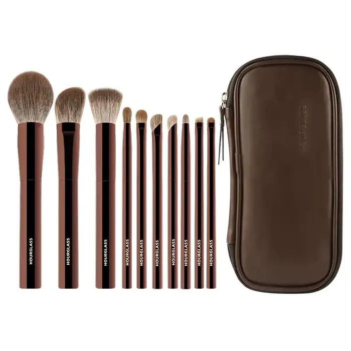 Ensemble de pinceaux de maquillage sablier 10 fards à paupières doux et pratiques