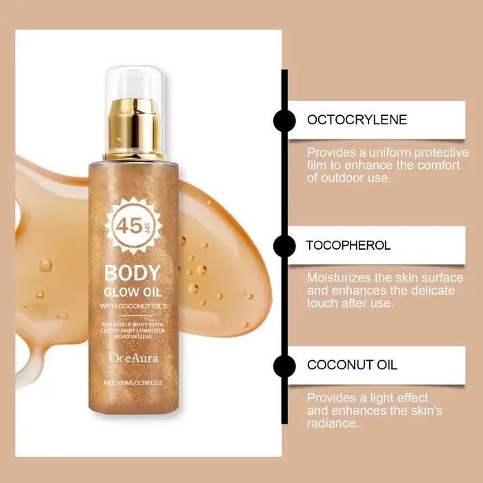 Huile Corporelle Scintillante à la Noix de Coco avec Protection Solaire UV