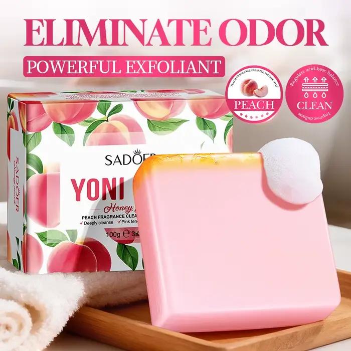 Le savon intime pêche comprend un filet moussant - Nettoyage et fraîcheur doux, formule ph-équilibrée pour peaux sensibles, nourrissant et doux