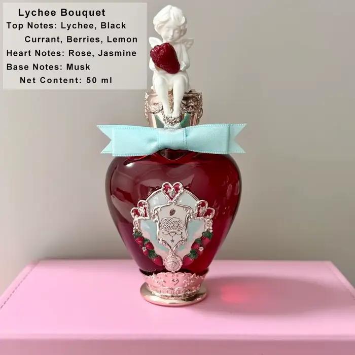 Flower Knows Parfum Strawberry Cupid Fragrance Douce Fraise Milk Shake Eau De Parfum Femme Longue Tenue Fraise Caramel Vanille Musc Doux Confortable Mignon Esthetique Cadeau
