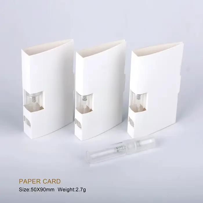 Lot de bouteilles de parfum en aérosol rechargeables, avec carte en papier, pour cadeau, échantillon, paquet, 100 pièces