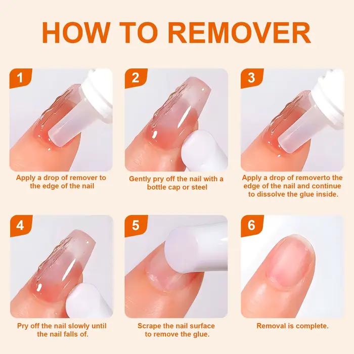 TWOING faux ongles conseils adhésifs solides dissolvant de Gel liquide pour ongles facile à adoucir dissolvant presse sur ongles Gel faux conseils outils de dissolvant