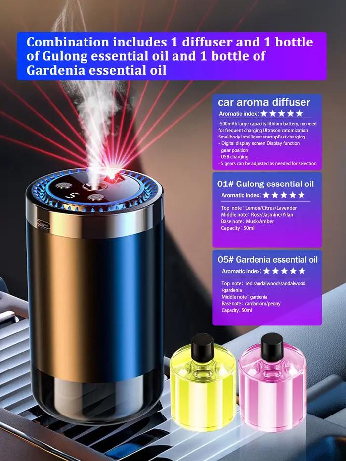 Diffuseur d'arômes de voiture rechargeable, huile essentielle aromatique, lumières colorées, lumières romantiques de ciel étoilé, cadeau de chambre à coucher