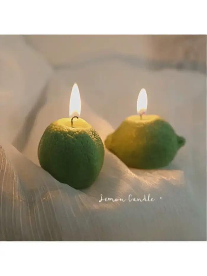 Bougie parfumée au citron en cire de soja faite à la main pour la décoration d'été et les occasions spéciales
