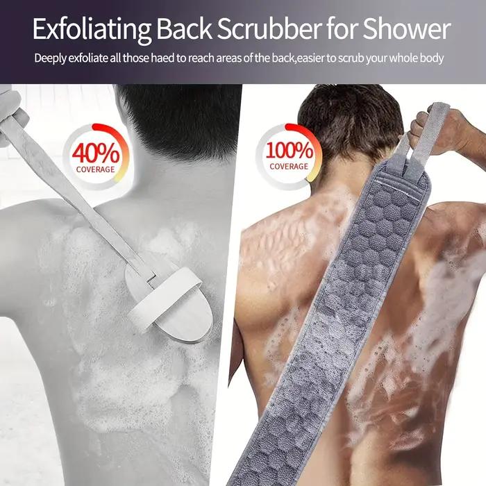 Ensemble d'épurateur corporel exfoliant – comprend un épurateur de dos, un gant de bain et une éponge de bain de douche, une luffa – une nettoyage en profondeur et une vitise.