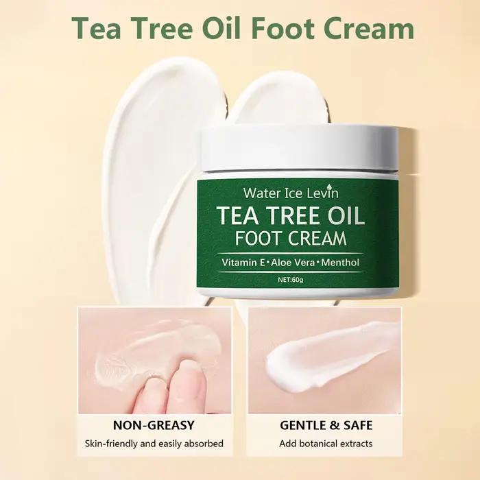 Crème pour les pieds à l'huile d'arbre à thé Water Ice Levin – Vitamine E Aloe Vera Menthol Ralent