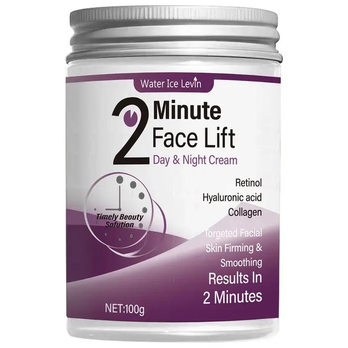 Crème de jour et de nuit pour lifting du visage en 2 minutes avec rétinol, acide hyaluronique et collagène - Lotion hydratante adaptée à tous les tons de peau claire, sans parfum, s'absorbe en 2 minut