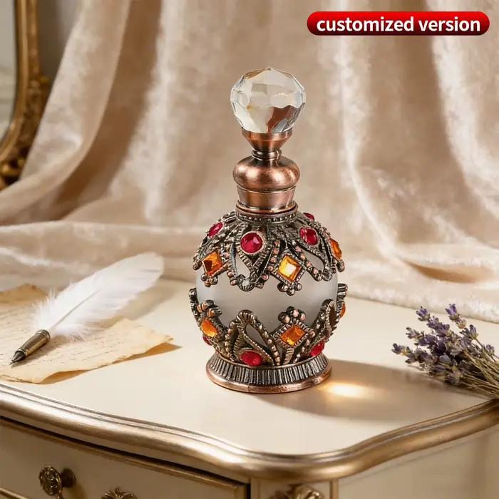 Mini bouteille d'huile de parfum incrustée de bijoux de 15ml, conteneur léger et rechargeable, usage quotidien, stockage de parfum, petit cadeau de Festival