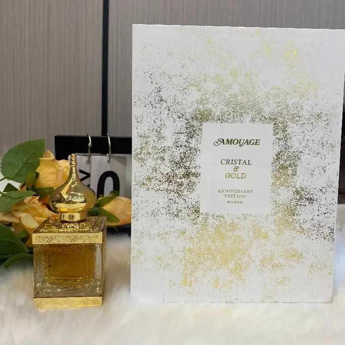 Parfum de luxe Amouage Cristal & Gold 50ml, fragrance Chypre, longue tenue, élégant, unisexe, parfum exquis, série Cristal Gold