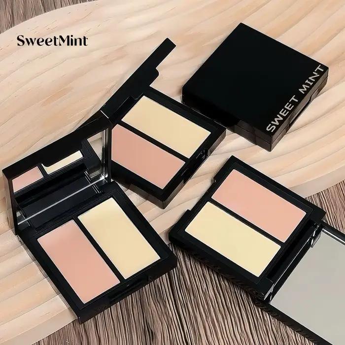 SWEET MINT Palette de correcteur imperméable bicolore Longue tenue Hydratant Texture crémeuse naturelle Couvre les imperfections Cernes