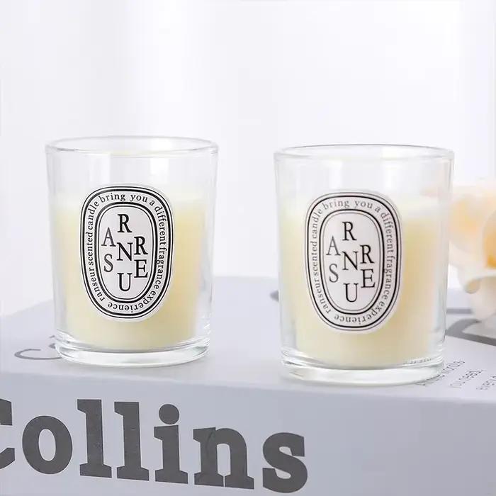 Bougie parfumée transparente romantique pour décoration de bureau et cadeau d'occasion spéciale prune vert armée gris clair