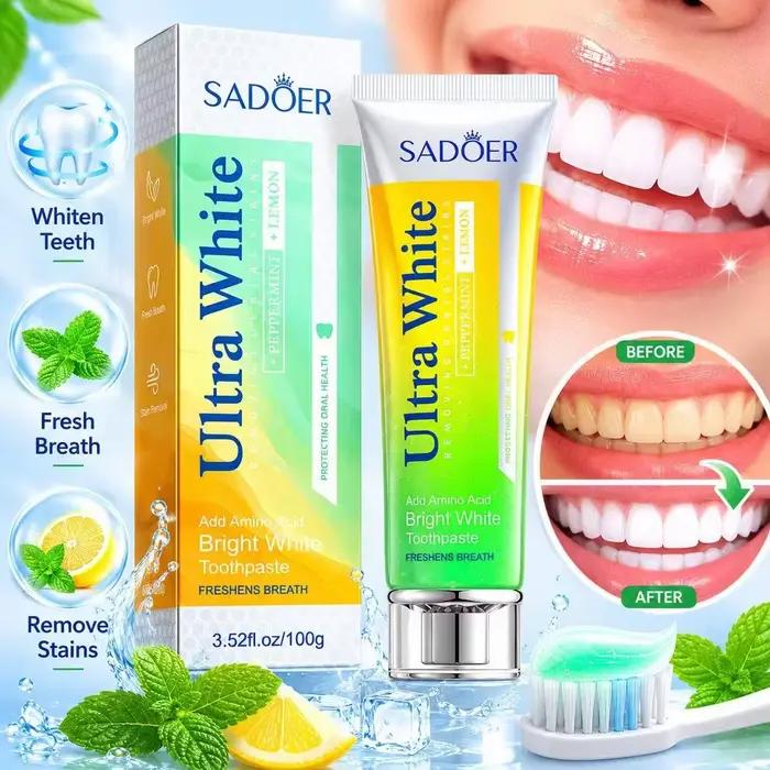 Dentifrice Citron Menthe 100g – Soin Bucco-dentaire Quotidien – Élimine la Plaque Dentaire – Blanchit les Dents – Haleine Fraîche Longue Durée