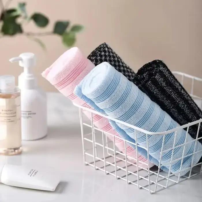 Gant de toilette exfoliant épurateur de dos pour douche pour hommes serviette de bain en mousse multifonction argent-ion serviettes exfoliantes ultra longues