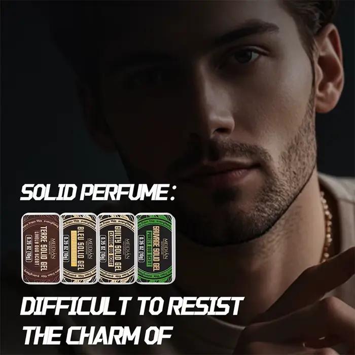 Lot de 4 parfums solides pour homme, parfum de phéromones, parfum naturel longue durée, senteur florale fruitée, déodorant solide de poche