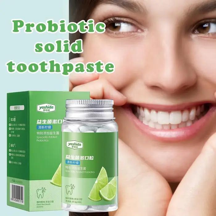 Dentifrice solide probiotique Sadoer au citron pour une haleine fraîche et une bouche propre, rafraîchissant et qui garde la bouche fraîche