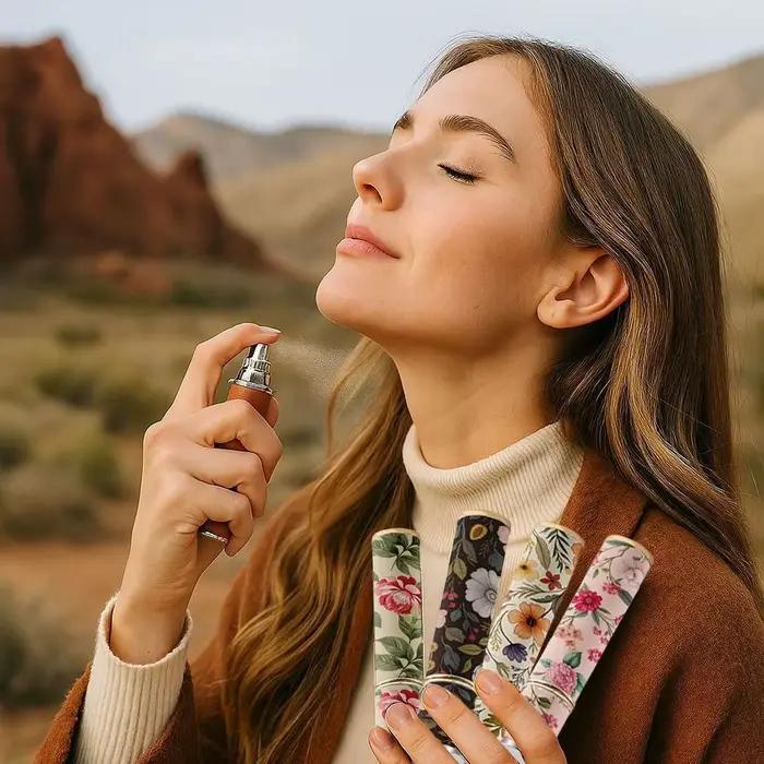 Bouteille de parfum en cuir PU à la mode
