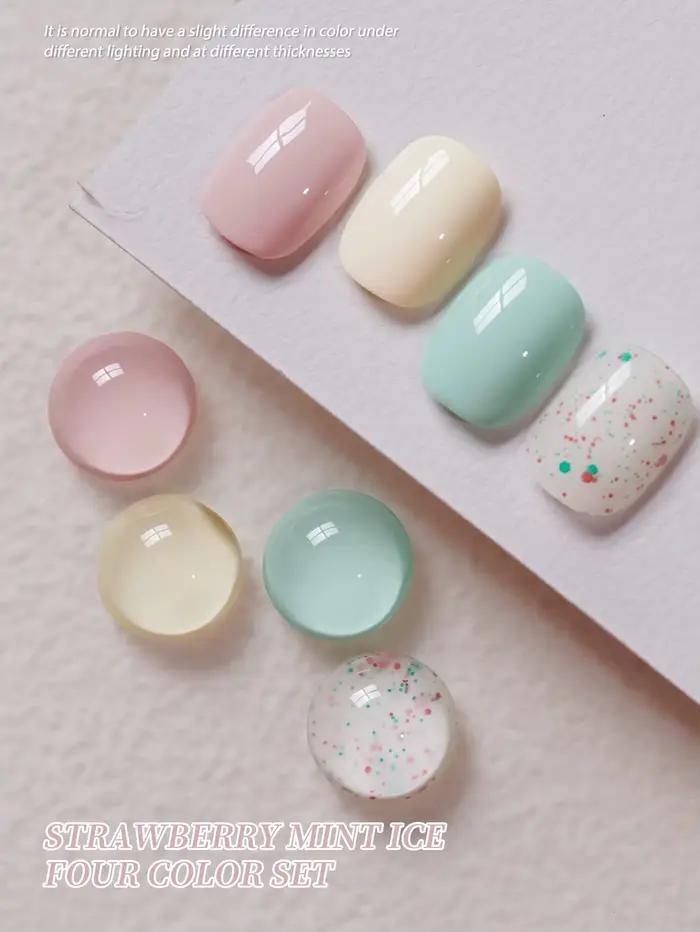 4 couleurs 15ml nouveau populaire menthe vert rose vernis à ongles Semi Permanent Nail Art trempage UV LED Salon de