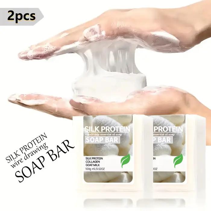 2 pièces/savon de dessin de protéines de soie savon nettoyant hydratant au lait de chèvre savon au c