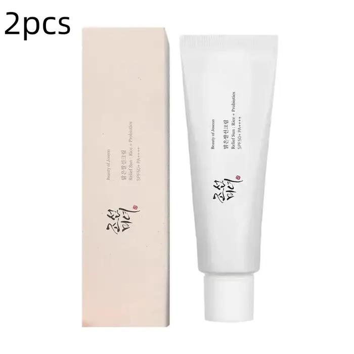 Crème solaire SPF50+ anti-UV pour le visage et le corps, 50 ml, crème solaire beauté à base de probiotiques de riz, bloqueur solaire pour la peau, été, bord de mer