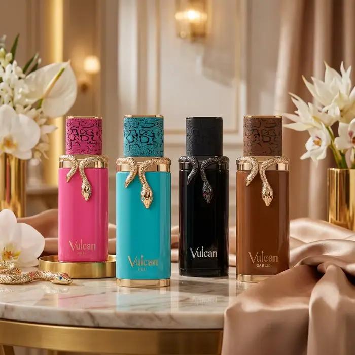 Parfum Vulcan Feu, Moyen-Orient, Dubaï, parfum arabe, Vulcan Baie, Vulcan Sable, parfum longue durée, frais, élégant, boisé, floral