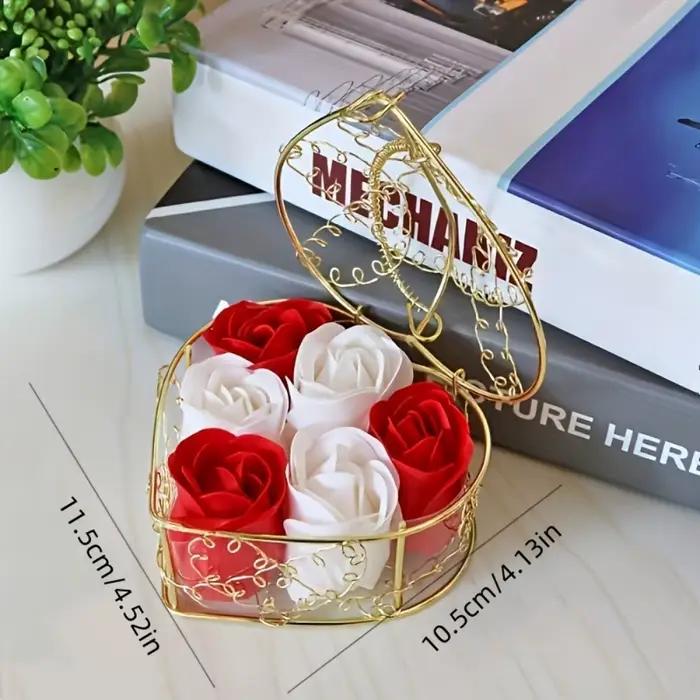 Boîte-cadeau de panier en métal de roses de savon parfumées
