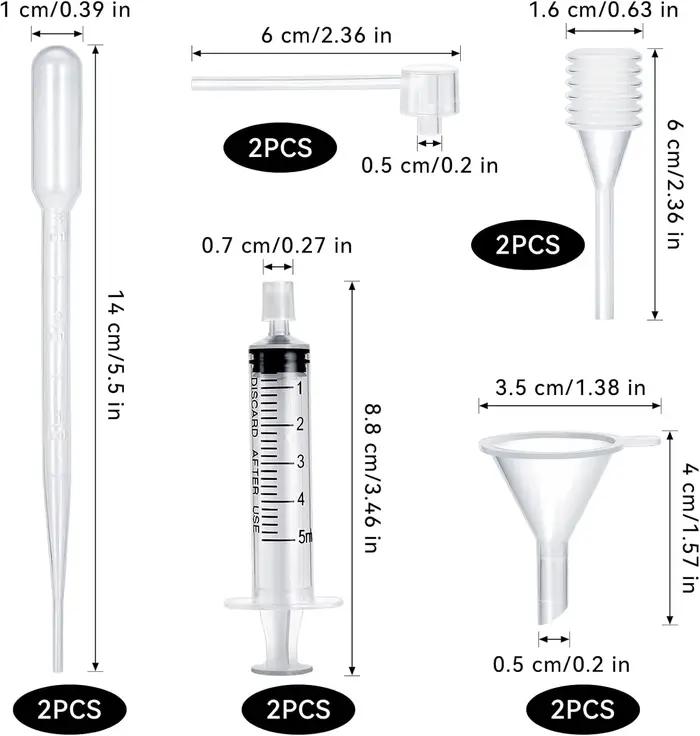 10 kits de recharge de parfum, outils de transfert de distributeur de parfum en plastique, liquides.