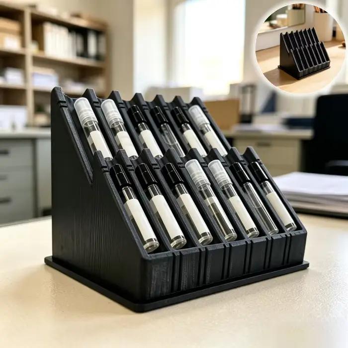 1 pièce – Organisateur d’échantillons de parfum : un présentoir de bureau à compartiments, conçu pou