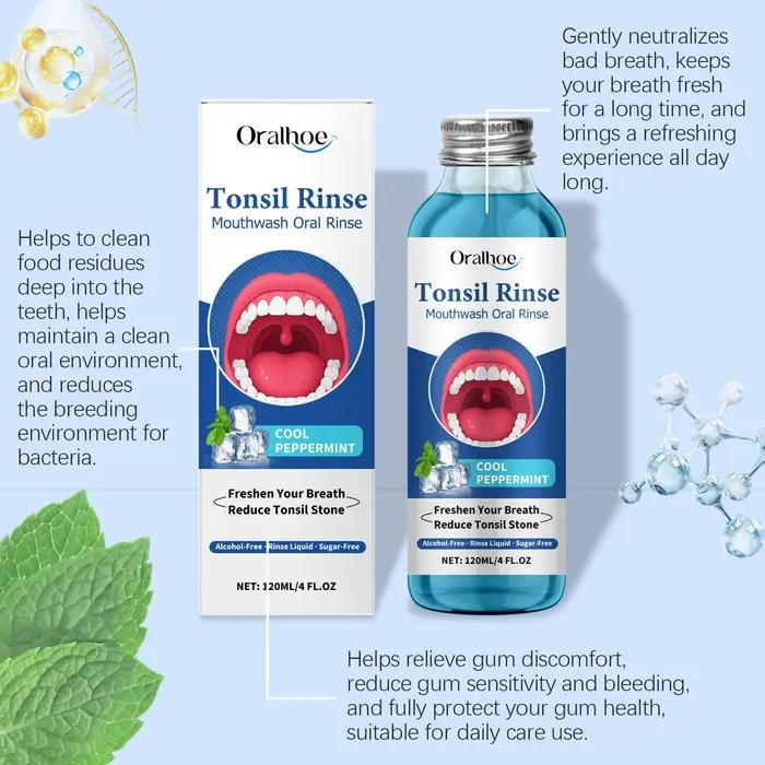 Rince-bouche frais Oral, élimine les odeurs buccales, réduit la pierre d'amélice, durable, frais, sans alcool, hygiène buccale, nettoyage, menthe poivrée