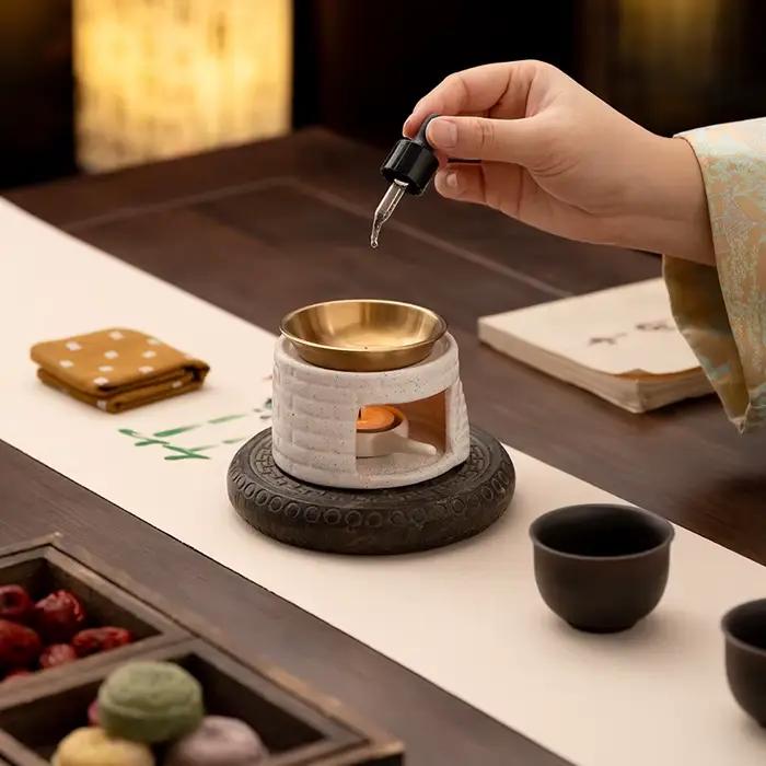 Diffuseur d'aromathérapie en céramique, chauffe-huile et chauffe-bougie pour usage domestique, encens, café en poudre, Relaxation, décor de salle de méditation