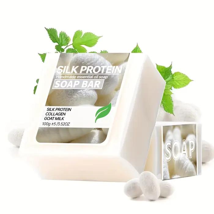 2 pièces/savon de dessin de protéines de soie savon nettoyant hydratant au lait de chèvre savon au collagène