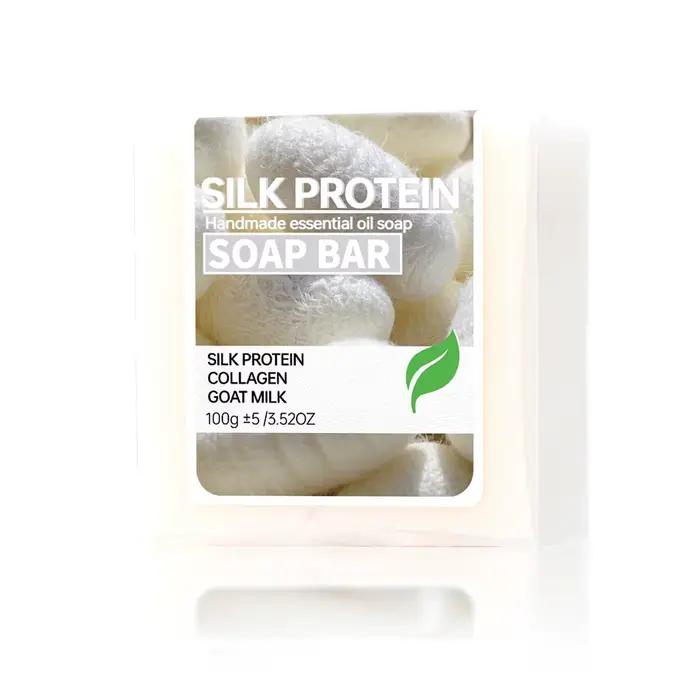 2 pièces/savon de dessin de protéines de soie savon nettoyant hydratant au lait de chèvre savon au collagène