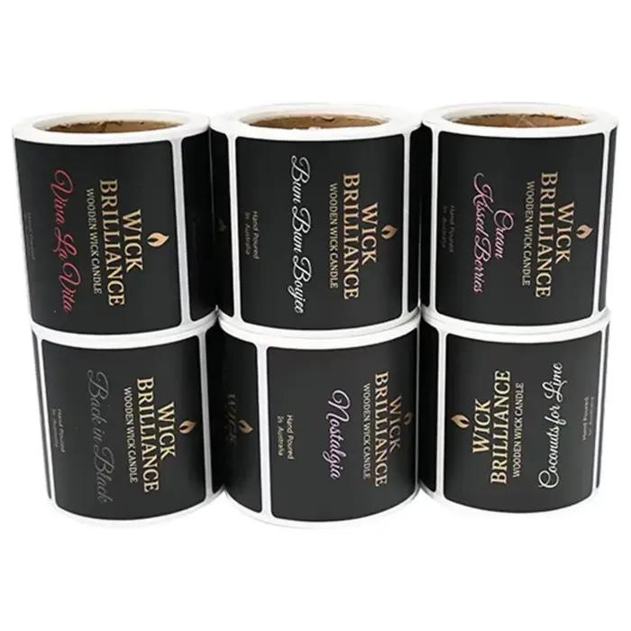 Étiquettes personnalisées pour bougies parfumées, autocollants adhésifs, étiquettes d'emballage personnalisées pour parfums et huiles essentielles, imperméables, avec dorure à chaud.