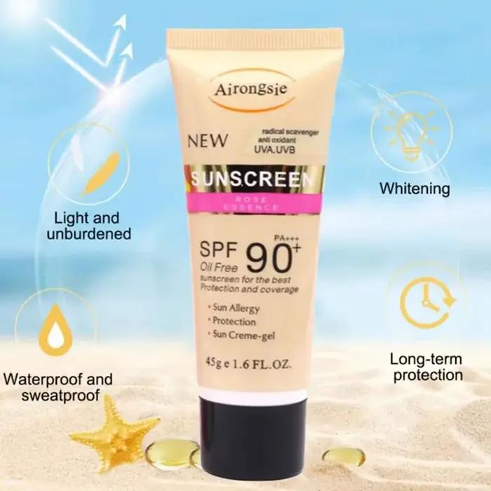 Crème solaire à l'essence de rose 45g SPF90+ sans huile