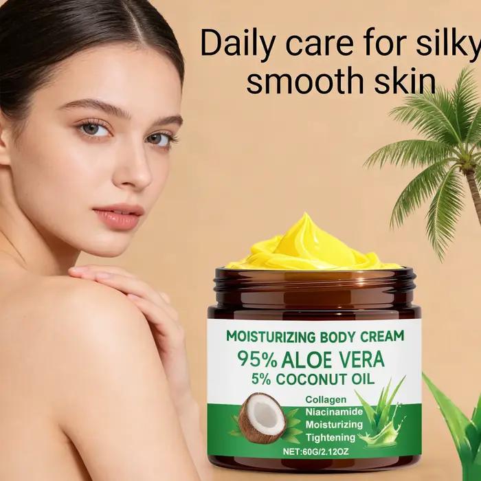 Crème hydratante pour le corps à 95% d'aloe vera avec 5% d'huile de noix de coco