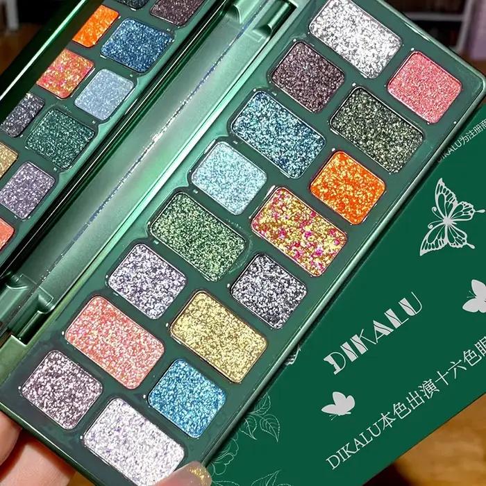 Printemps et été jus doux rose vert couleur contraste 16 couleurs fard à paupières Palette de maquillage mat nacré