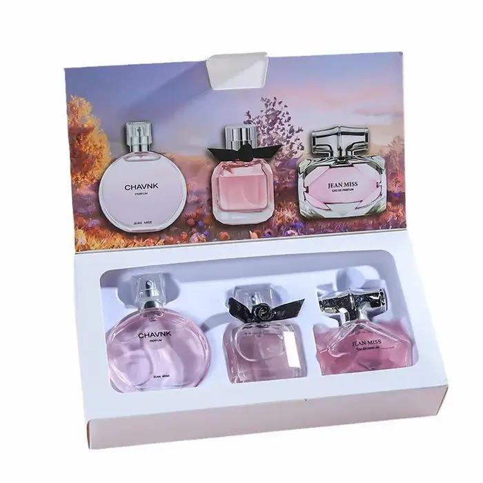 90ML (30ml x 3 pièces) Eau De Parfum boîte-cadeau Feminino Spray frais léger